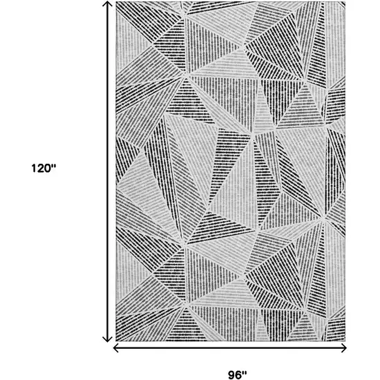 Pewter And Silver Geometric Washable Area Rug With UV Protection Photo 3