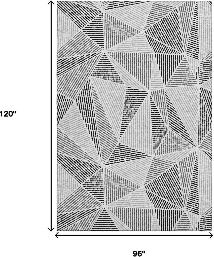 Pewter And Silver Geometric Washable Area Rug With UV Protection Photo 3