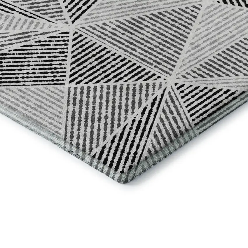 Pewter And Silver Geometric Washable Area Rug With UV Protection Photo 7