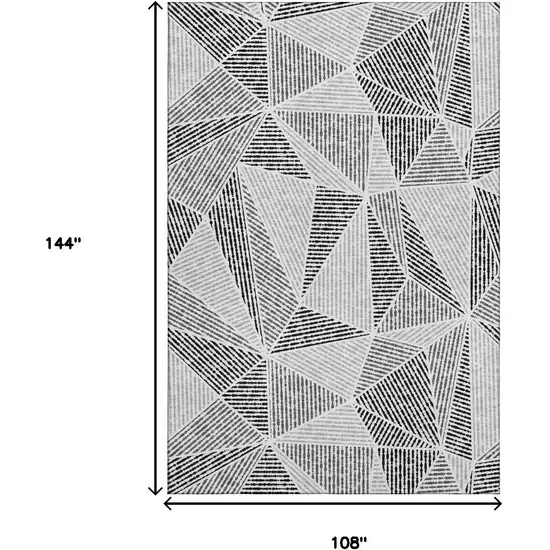 Pewter And Silver Geometric Washable Area Rug With UV Protection Photo 3