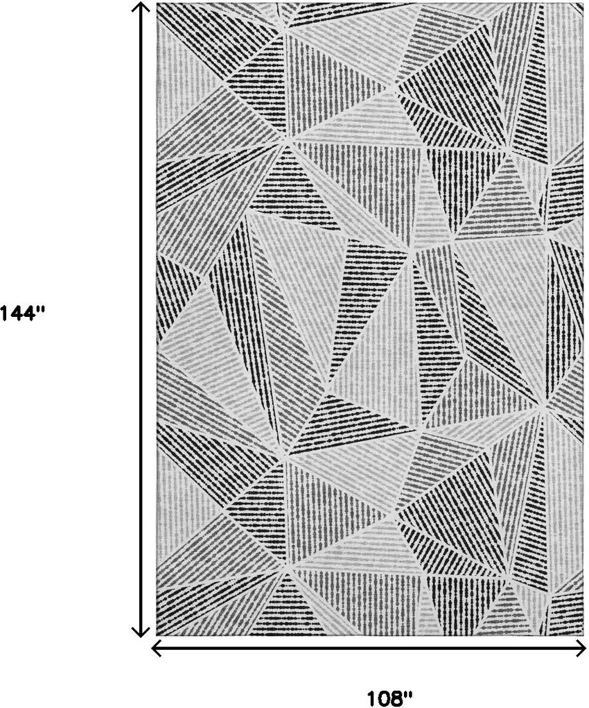 Pewter And Silver Geometric Washable Area Rug With UV Protection Photo 3