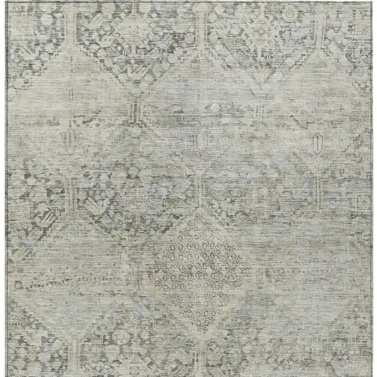 Pewter And Silver Geometric Washable Indoor Outdoor Area Rug Photo 4