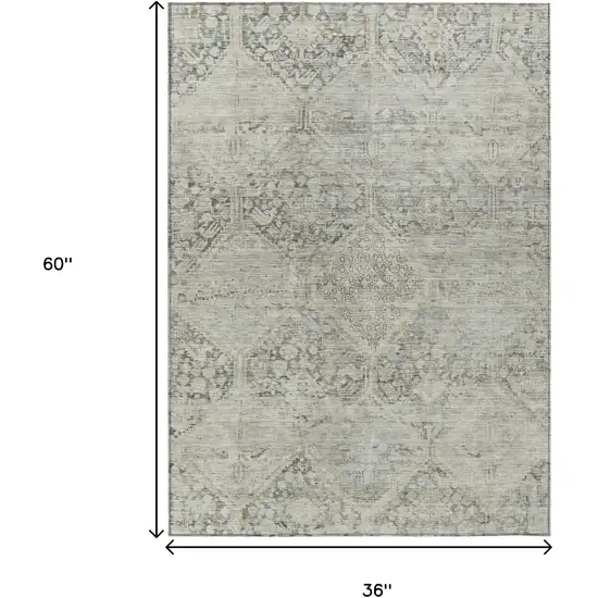 Pewter And Silver Geometric Washable Indoor Outdoor Area Rug Photo 8