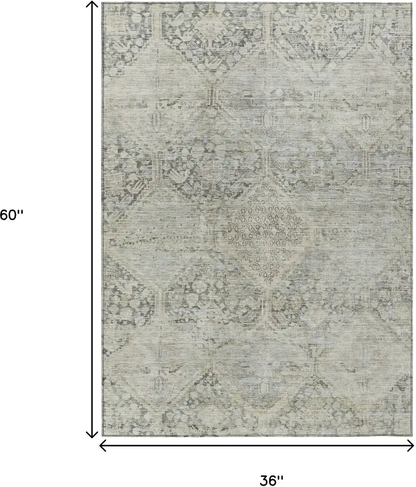 Pewter And Silver Geometric Washable Indoor Outdoor Area Rug Photo 8