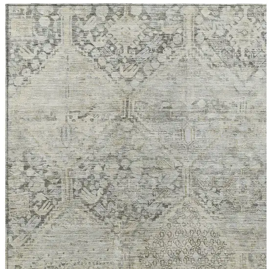 Pewter And Silver Geometric Washable Indoor Outdoor Area Rug Photo 6
