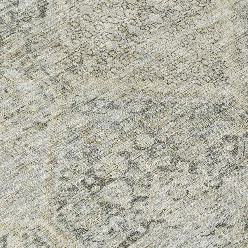 Pewter And Silver Geometric Washable Indoor Outdoor Area Rug Photo 9