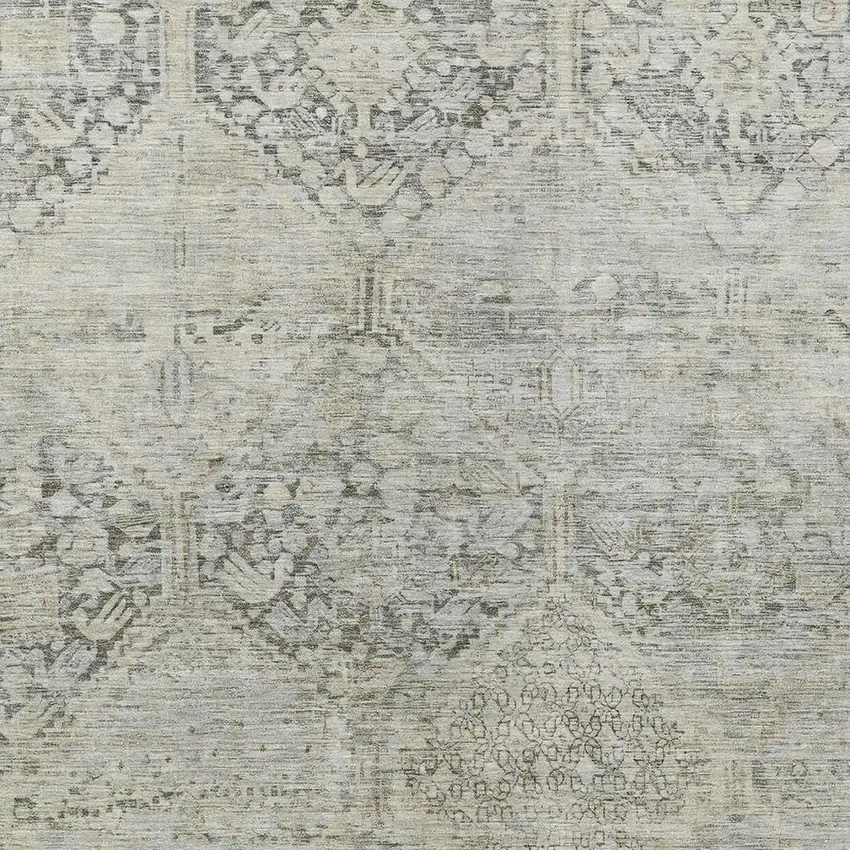 Pewter And Silver Geometric Washable Indoor Outdoor Area Rug Photo 3