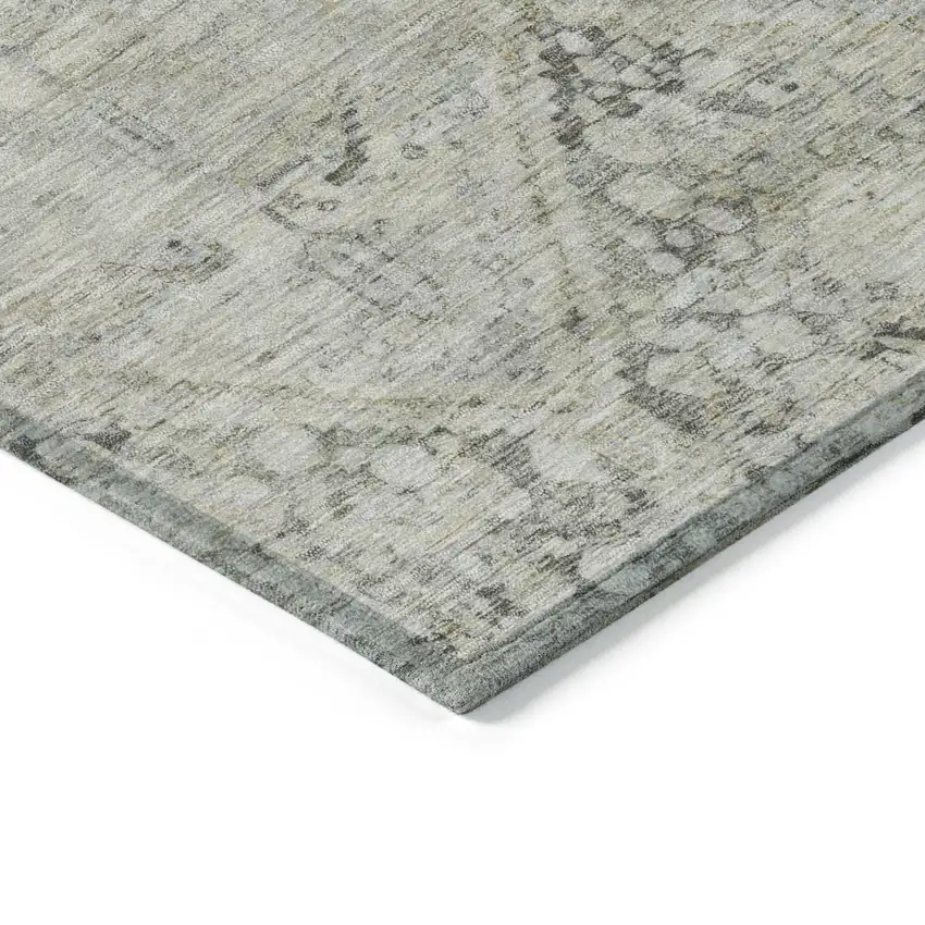 Pewter And Silver Geometric Washable Indoor Outdoor Area Rug Photo 9