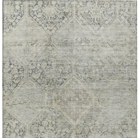 Pewter And Silver Geometric Washable Indoor Outdoor Area Rug Photo 7