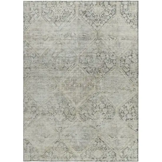 Pewter And Silver Geometric Washable Indoor Outdoor Area Rug Photo 3