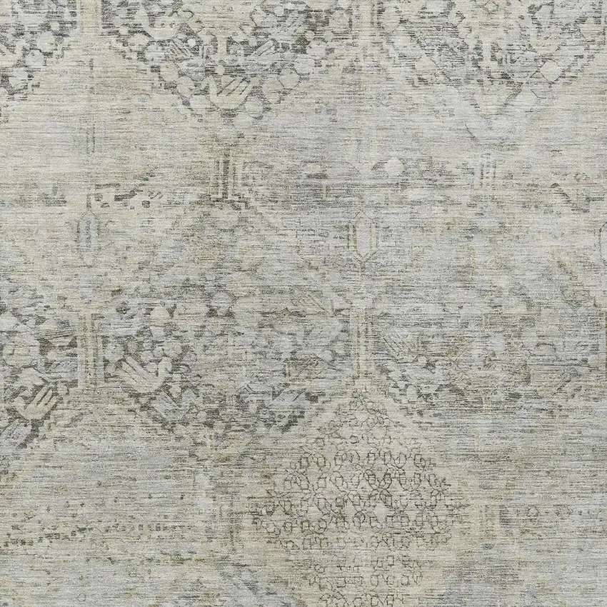 Pewter And Silver Geometric Washable Indoor Outdoor Area Rug Photo 4