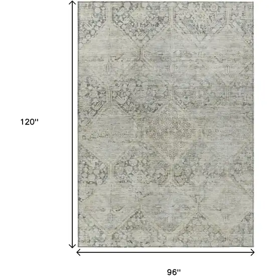Pewter And Silver Geometric Washable Indoor Outdoor Area Rug Photo 9