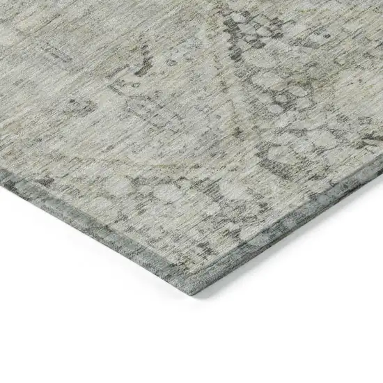 Pewter And Silver Geometric Washable Indoor Outdoor Area Rug Photo 5