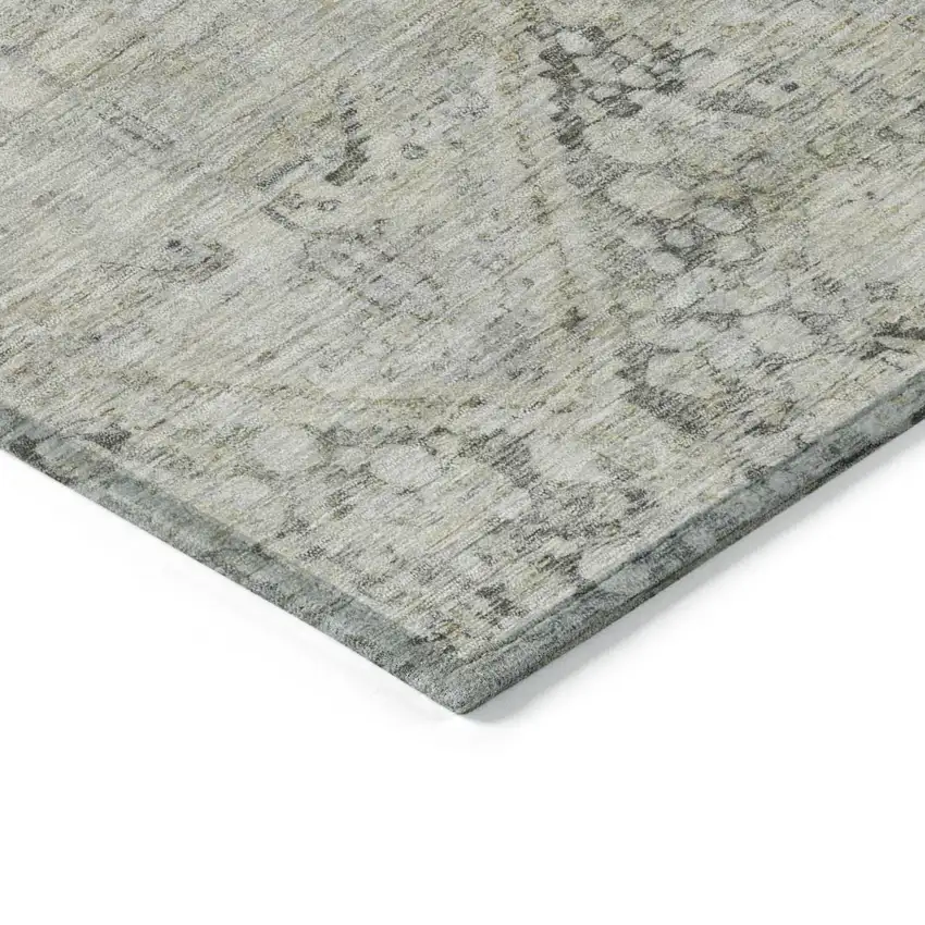 Pewter And Silver Geometric Washable Indoor Outdoor Area Rug Photo 5