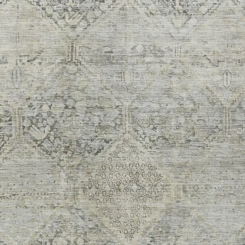 Pewter And Silver Geometric Washable Indoor Outdoor Area Rug Photo 4