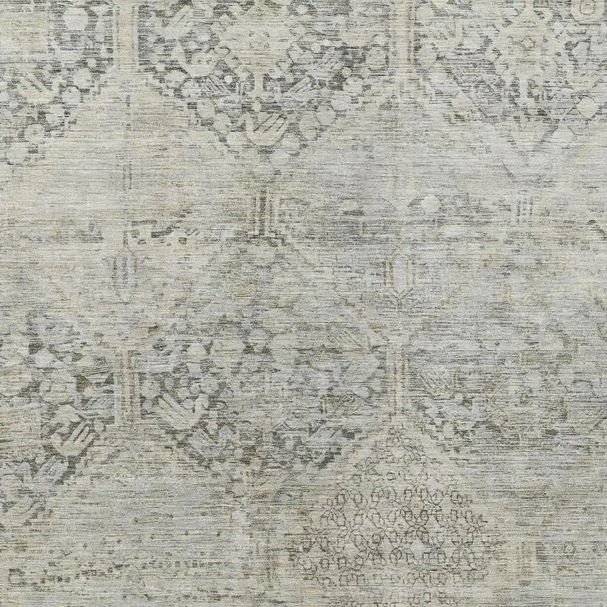 Pewter And Silver Geometric Washable Indoor Outdoor Area Rug Photo 4