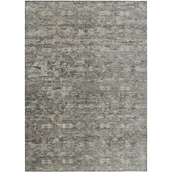 Pewter And Silver Ikat Washable Indoor Outdoor Area Rug Photo 2