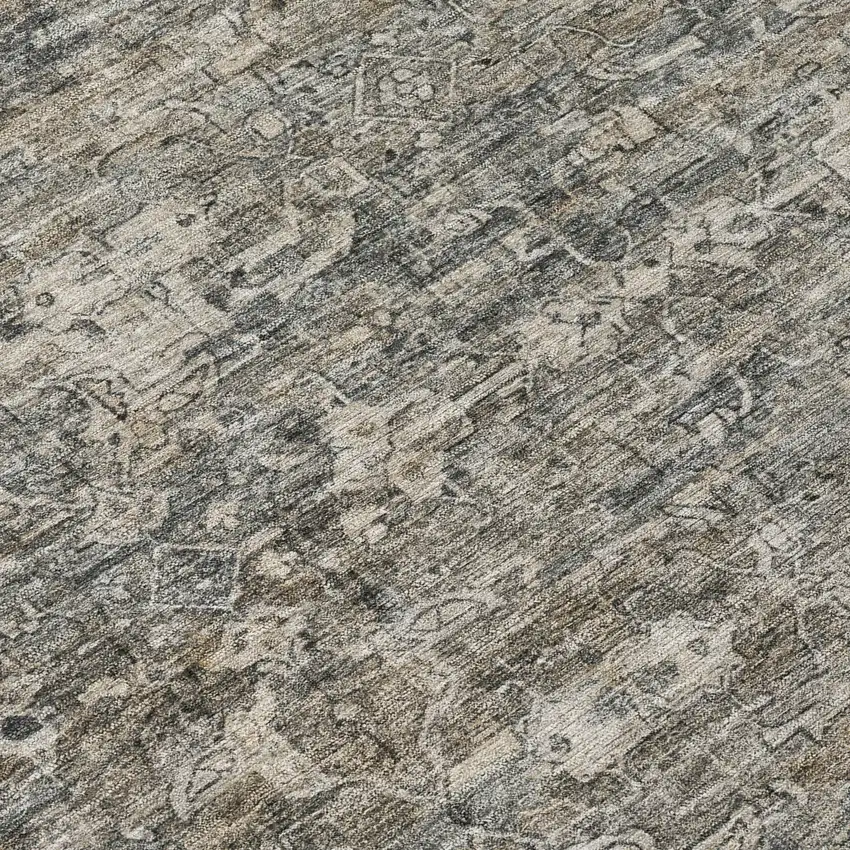 Pewter And Silver Ikat Washable Indoor Outdoor Area Rug Photo 7