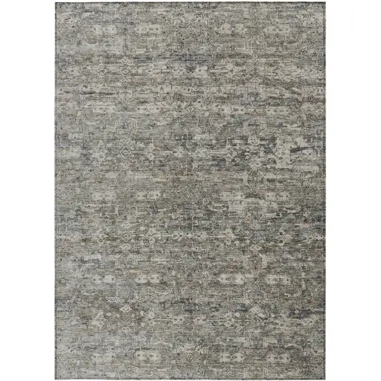 Pewter And Silver Ikat Washable Indoor Outdoor Area Rug Photo 4