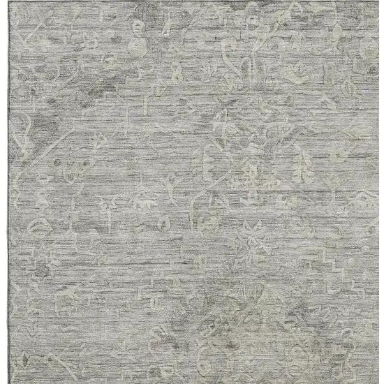 Pewter And Silver Medallion Washable Area Rug With UV Protection Photo 3