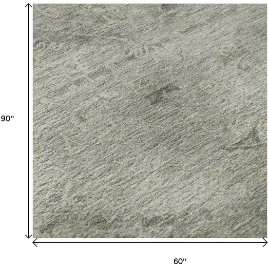 Pewter And Silver Medallion Washable Area Rug With UV Protection Photo 8