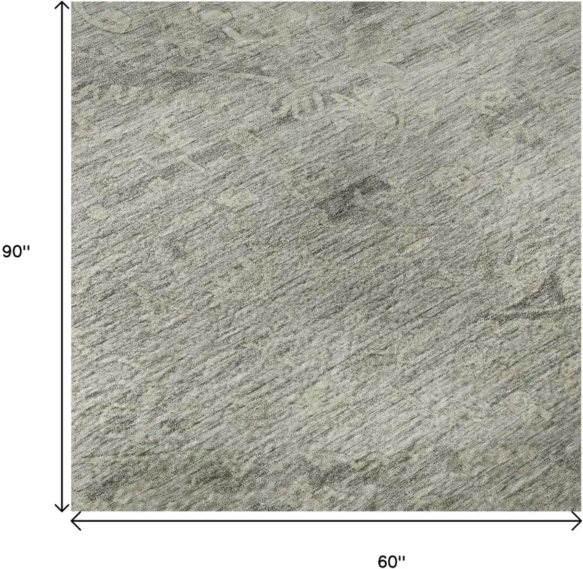 Pewter And Silver Medallion Washable Area Rug With UV Protection Photo 8