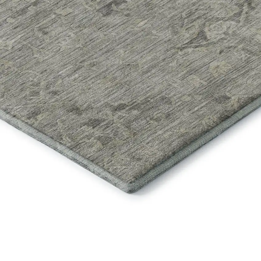 Pewter And Silver Medallion Washable Area Rug With UV Protection Photo 6