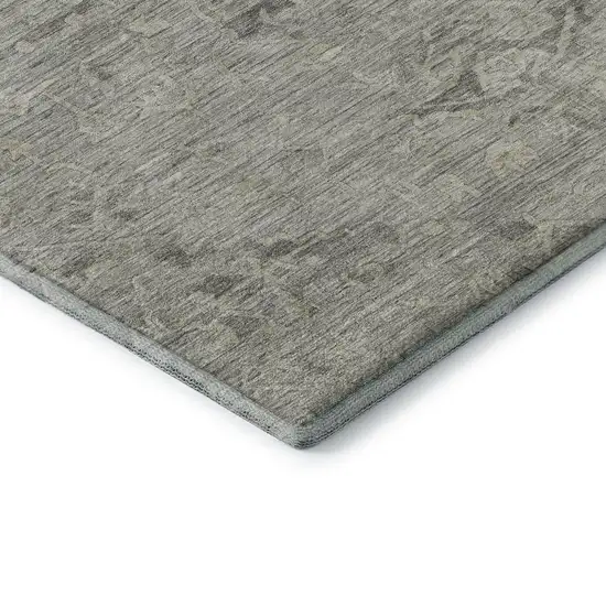 Pewter And Silver Medallion Washable Area Rug With UV Protection Photo 6