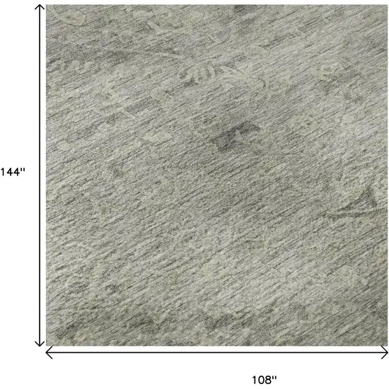 Pewter And Silver Medallion Washable Area Rug With UV Protection Photo 8