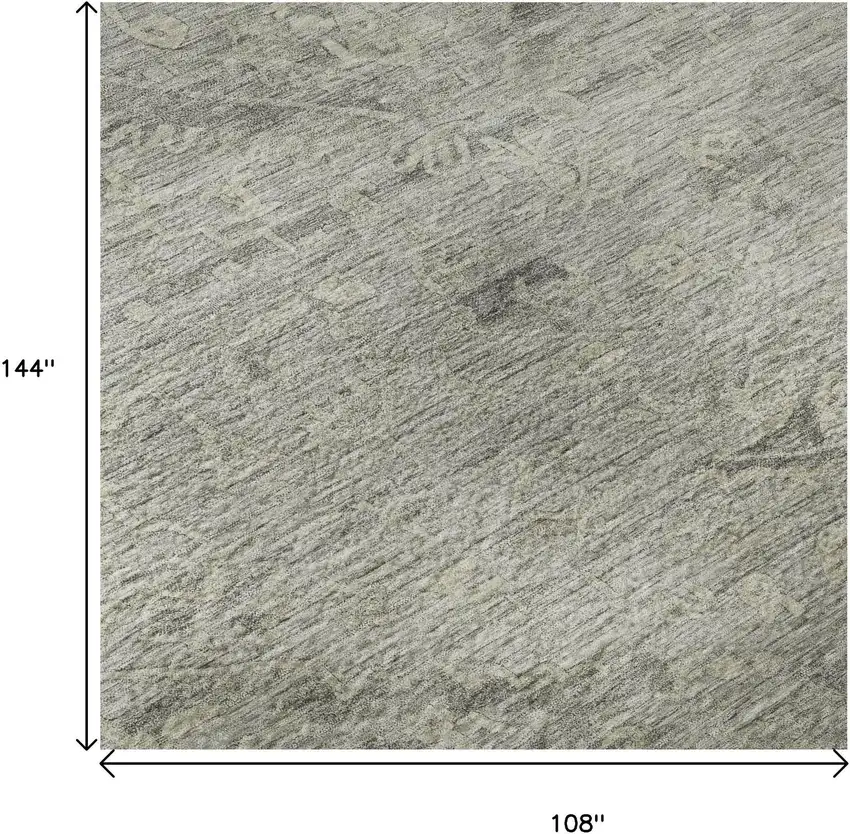 Pewter And Silver Medallion Washable Area Rug With UV Protection Photo 8