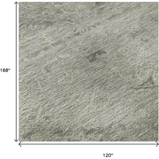 Pewter And Silver Medallion Washable Area Rug With UV Protection Photo 8