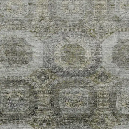 Pewter And Silver Medallion Washable Indoor Outdoor Area Rug Photo 3