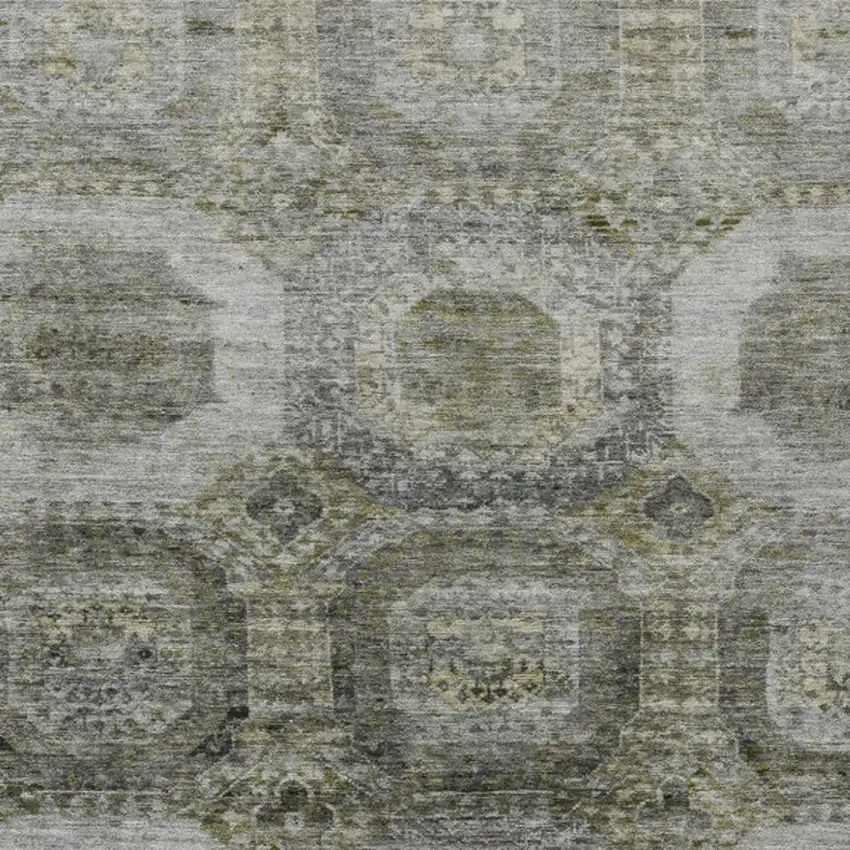 Pewter And Silver Medallion Washable Indoor Outdoor Area Rug Photo 3