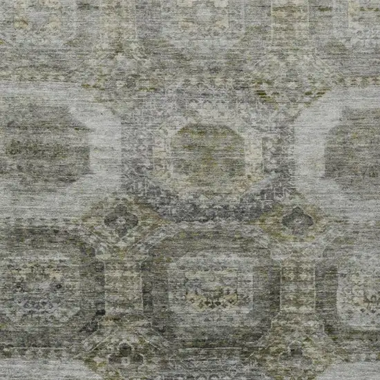 Pewter And Silver Medallion Washable Indoor Outdoor Area Rug Photo 3