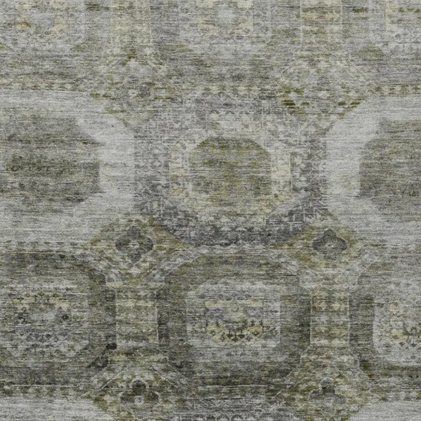 Pewter And Silver Medallion Washable Indoor Outdoor Area Rug Photo 3