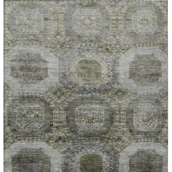 Pewter And Silver Medallion Washable Indoor Outdoor Area Rug Photo 4