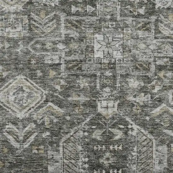 Pewter And Silver Medallion Washable Indoor Outdoor Area Rug Photo 2