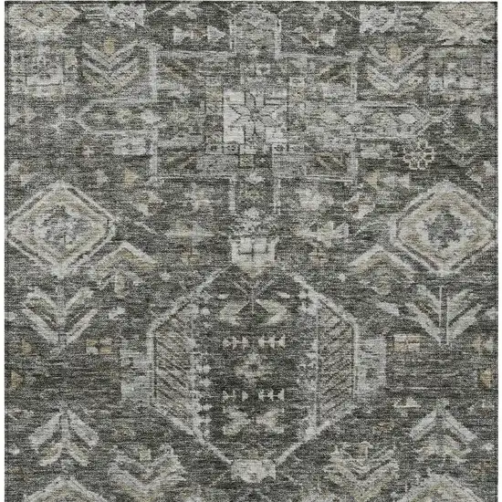 Pewter And Silver Medallion Washable Indoor Outdoor Area Rug Photo 5