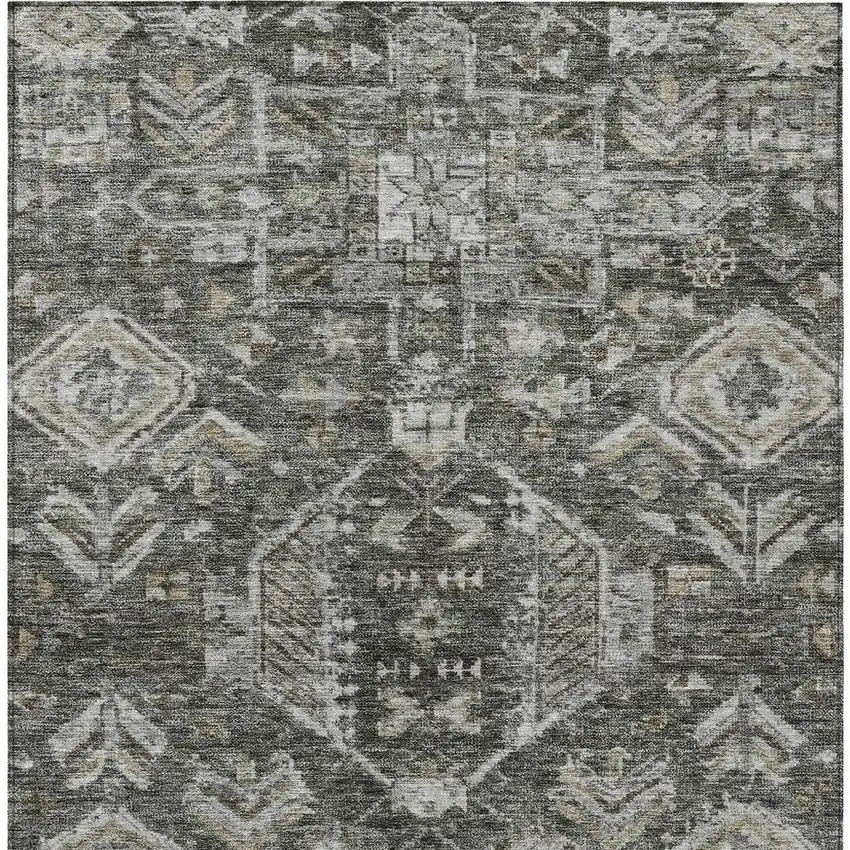 Pewter And Silver Medallion Washable Indoor Outdoor Area Rug Photo 5