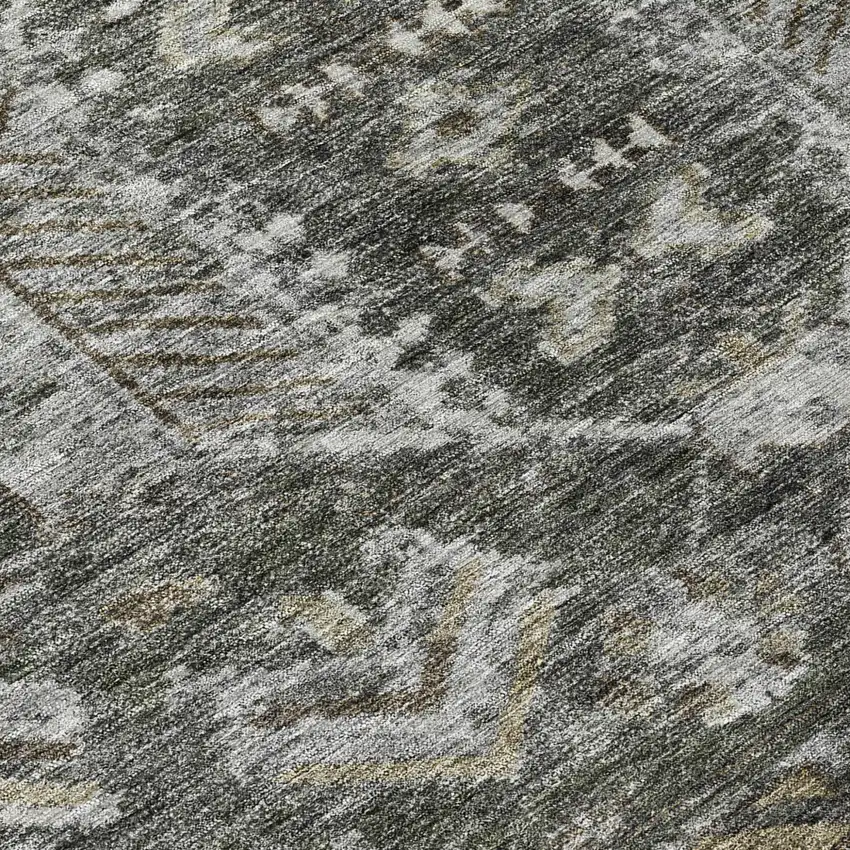 Pewter And Silver Medallion Washable Indoor Outdoor Area Rug Photo 8