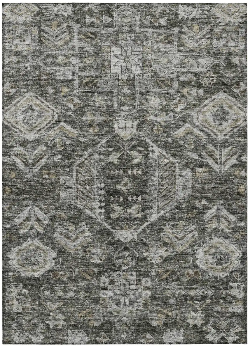 Pewter And Silver Medallion Washable Indoor Outdoor Area Rug Photo 2