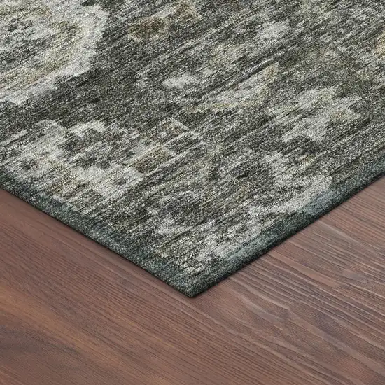 Pewter And Silver Medallion Washable Indoor Outdoor Area Rug Photo 7
