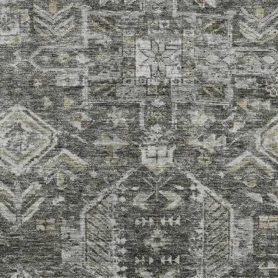Pewter And Silver Medallion Washable Indoor Outdoor Area Rug Photo 4