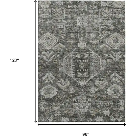 Pewter And Silver Medallion Washable Indoor Outdoor Area Rug Photo 3