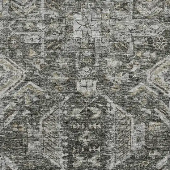 Pewter And Silver Medallion Washable Indoor Outdoor Area Rug Photo 2