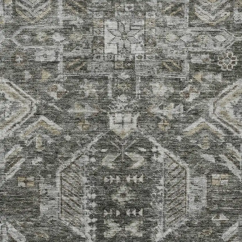 Pewter And Silver Medallion Washable Indoor Outdoor Area Rug Photo 2