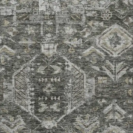 Pewter And Silver Medallion Washable Indoor Outdoor Area Rug Photo 2