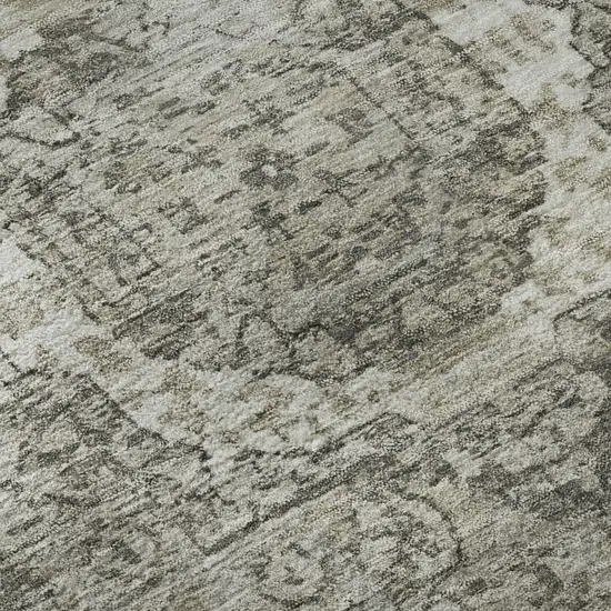 Pewter And Silver Oriental Washable Area Rug With UV Protection Photo 9