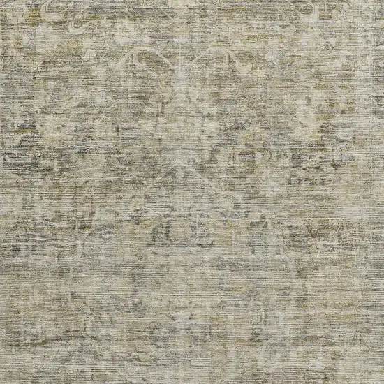 Pewter And Silver Oriental Washable Area Rug With UV Protection Photo 2