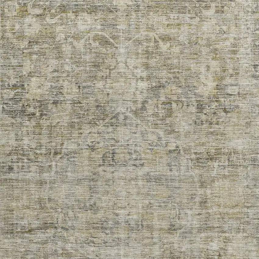 Pewter And Silver Oriental Washable Area Rug With UV Protection Photo 2